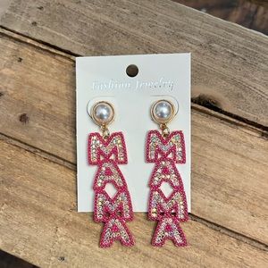 Mama mom earrings pink